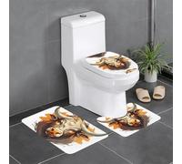 Set di 3 tappetini antiscivolo WHJSHOP Cartoon Bull Head Printing U tappetino WC strettamente attaccato, assorbente e durevole, spesso e confortevole