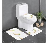 Set di 3 tappetini antiscivolo WHJSHOP Cartoon Silkworm Pupa stampa a forma di U tappetino per WC strettamente attaccato, assorbente e durevole, spesso e confortevole