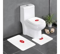 Set di 3 tappetini antiscivolo WHJSHOP Kiss The Lips con stampa a forma di U, strettamente attaccati, assorbenti e durevoli, spessi e confortevoli