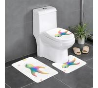 Set di 3 tappetini antiscivolo WHJSHOP Starry Sky Big Eyed Fish con stampa a forma di U, strettamente attaccati, assorbenti e durevoli, spessi e confortevoli