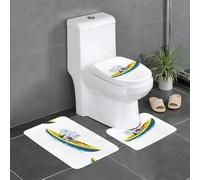 Set di 3 tappetini antiscivolo YYHWHJDE Baby Elephant on Kayak Stampe a forma di U tappetino per WC strettamente attaccato, assorbente e durevole, spesso e confortevole