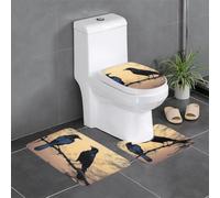 Set di 3 tappetini antiscivolo YYHWHJDE Black Crow Birds Pattern U a forma di U tappetino per WC strettamente attaccato, assorbente e durevole, spesso e confortevole