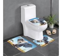 Set di 3 tappetini antiscivolo YYHWHJDE Cartoon Elephant Pattern U tappetino WC strettamente attaccato, assorbente e durevole, spesso e confortevole