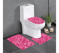 Set di 3 tappetini antiscivolo YYHWHJDE con motivo a cuori rosa a forma di U, strettamente attaccati, assorbenti e durevoli, spessi e confortevoli