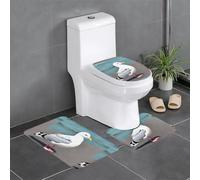 Set di 3 tappetini antiscivolo YYHWHJDE con motivo gabbiano carino a forma di U, strettamente attaccati, assorbenti e durevoli, spessi e confortevoli