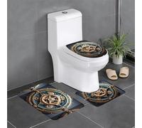 Set di 3 tappetini antiscivolo YYHWHJDE Cool Steampunk Gears Pattern U a forma di WC, strettamente attaccato, assorbente e durevole, spesso e confortevole