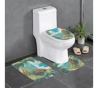 Set di 3 tappetini antiscivolo YYHWHJDE Cute Little Fox modello U tappetino WC strettamente attaccato, assorbente e durevole, spesso e confortevole