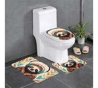 Set di 3 tappetini antiscivolo YYHWHJDE divertente animale carino bradipo musica modello U tappetino WC strettamente attaccato, assorbente e durevole, spesso e confortevole