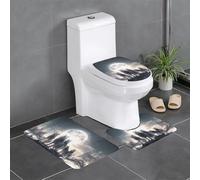 Set di 3 tappetini antiscivolo YYHWHJDE Full-Moon Wolves con stampe 3D a forma di U, strettamente attaccato, assorbente e durevole, spesso e confortevole
