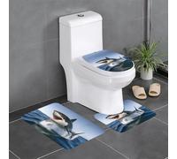 Set di 3 tappetini antiscivolo YYHWHJDE Great White Shark Print U a forma di U, strettamente attaccato, assorbente e durevole, spesso e confortevole
