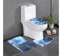 Set di 3 tappetini antiscivolo YYHWHJDE Ice Sculpture Lily Prints tappetino WC a forma di U, strettamente attaccato, assorbente e durevole, spesso e confortevole