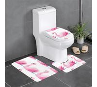 Set di 3 tappetini antiscivolo YYHWHJDE Pink Swan Walking Lentamente by The River a forma di U, strettamente attaccati, assorbenti e durevoli, spessi e confortevoli