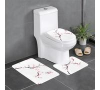 Set di 3 tappetini antiscivolo YYHWHJDE Plum Blossoms in Full Bloom Stampe a forma di U, strettamente attaccato, assorbente e durevole, spesso e confortevole
