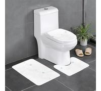 Set di 3 tappetini antiscivolo YYHWHJDE Polar Bear che inseguono fiocchi di neve volanti modello U tappetino WC strettamente attaccato, assorbente e durevole, spesso e confortevole