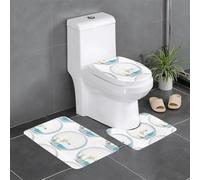 Set di 3 tappetini antiscivolo YYHWHJDE Polar Bear guardando nello specchio modello U tappetino WC strettamente attaccato, assorbente e durevole, spesso e confortevole