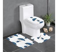 Set di 3 tappetini antiscivolo YYHWHJDE Puppy che tiene un ombrello modello U tappetino WC strettamente attaccato, assorbente e durevole, spesso e confortevole