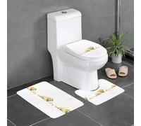 Set di 3 tappetini antiscivolo YYHWHJDE Puppy Eating Lemon Pattern a forma di U tappetino per WC strettamente attaccato, assorbente e durevole, spesso e confortevole
