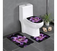 Set di 3 tappetini antiscivolo YYHWHJDE Purple Lily con stampa a forma di U, strettamente attaccati, assorbenti e durevoli, spessi e confortevoli