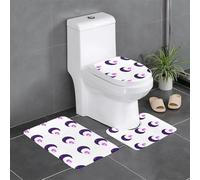 Set di 3 tappetini antiscivolo YYHWHJDE Purple Moon Hanging in the Starry Sky Pattern U tappetino WC strettamente attaccato, assorbente e durevole, spesso e confortevole