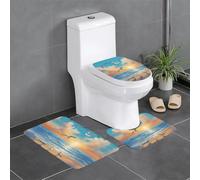 Set di 3 tappetini antiscivolo YYHWHJDE Seagulls by The Sea Prints tappetino per WC a forma di U, strettamente attaccato, assorbente e durevole, spesso e confortevole