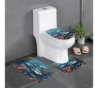 Set di 3 tappetini antiscivolo YYHWHJDE Sharks Under The Sea con stampe a forma di U, strettamente attaccato, assorbente e durevole, spesso e confortevole