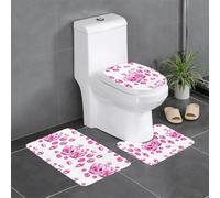 Set di 3 tappetini antiscivolo YYHWHJDE Shining Pink Gemstones Set in The Crown Prints Tappetino per WC a forma di U, strettamente attaccato, assorbente e durevole, spesso e confortevole