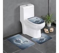 Set di 3 tappetini antiscivolo YYHWHJDE Swan on the Water Prints a forma di U, strettamente attaccato, assorbente e durevole, spesso e confortevole