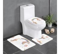 Set di 3 tappetini antiscivolo YYHWHJDE Unicorns Across The Rainbow Prints tappetino per WC a forma di U, strettamente attaccato, assorbente e durevole, spesso e confortevole