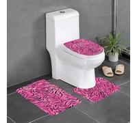 Set di 3 tappetini antiscivolo YYHWHJDE Zebra Tiger Leopard Pink Pattern U a forma di U tappetino per WC strettamente attaccato, assorbente e durevole, spesso e confortevole
