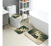 Set di 3 tappetini da bagno a forma di gatto, simpatici animali della giungla, antiscivolo, morbidi, lavabili, decorazione per la casa per tutte le stagioni