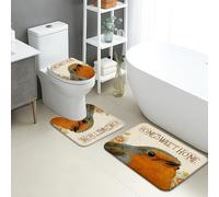 Set di 3 tappetini da bagno accoglienti con uccellini e scritta "Home Sweet Home", assorbenti e antiscivolo, a forma di U, lavabili, rustici, floreali, ad asciugatura rapida, in flanella