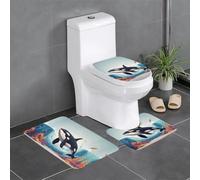 Set di 3 tappetini da bagno antiscivolo, 61 x 40,6 cm, con stampa HJFCZH Killer Whale, tappeti ovali e rettangolari per WC, toeletta e servizi igienici