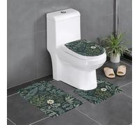 Set di 3 tappetini da bagno antiscivolo, 61 x 40,6 cm, motivo: erbe floreali WHJSHOP botaniche, rettangolari, a forma di U e a forma di O, per WC, toeletta e bagno