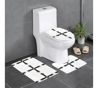 Set di 3 tappetini da bagno antiscivolo, 61 x 40,6 cm, motivo: occhi WHJDPP dietro la croce, rettangolari, a forma di U e a forma di O, per WC, toeletta e bagno