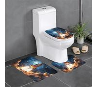 Set di 3 tappetini da bagno antiscivolo, 61 x 40,6 cm, motivo: WHJSSF Rocket in Space Pattern rettangolare, a forma di U e a forma di O, per WC, toeletta e bagno