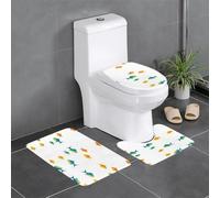 Set di 3 tappetini da bagno antiscivolo - 61 x 40,6 cm WHJDPP colorati pesci sulla rete da pesca stampati rettangolari, a forma di U e tappeti a forma di O per WC, toeletta e bagno