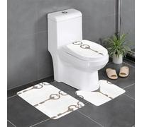 Set di 3 tappetini da bagno antiscivolo, 61 x 40,6 cm, WHJDPP Exquisite Castle Keys stampati, rettangolari, a forma di U e a forma di O, per WC, toeletta e bagno