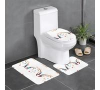 Set di 3 tappetini da bagno antiscivolo - 61 x 40,6 cm WHJDPP Feather Wind Chime stampato rettangolare, a forma di U e tappeti a forma di O per WC, toeletta e bagno