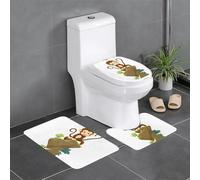 Set di 3 tappetini da bagno antiscivolo - 61 x 40,6 cm WHJDPP Little Monkey Climbing The Mountain stampato rettangolare a forma di U e tappeto a forma di O per WC, toeletta e bagno