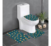 Set di 3 tappetini da bagno antiscivolo - 61 x 40,6 cm WHJSSF Beer Wallpaper Pattern rettangolare, a forma di U e tappeti a forma di O per WC, toeletta e bagno