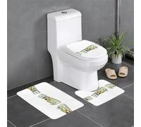 Set di 3 tappetini da bagno antiscivolo - 61 x 40,6 cm WHJSSF Money Ribbon Chart Pattern rettangolare a forma di U e tappeti a forma di O per WC, toeletta e bagno
