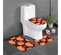 Set di 3 tappetini da bagno antiscivolo - 61 x 40,6 cm WHJSSF Pumpkin Lights Pattern rettangolare, a forma di U e tappeti a forma di O per WC, toeletta e bagno