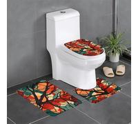 Set di 3 tappetini da bagno antiscivolo - 61 x 40,6 cm WHJSSF The Abstractionist Tree Pattern rettangolare a forma di U e tappeti a forma di O per WC, toeletta e bagno