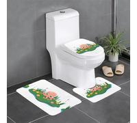 Set di 3 tappetini da bagno antiscivolo WHJSSF 61 x 40,6 cm, motivo: polipo in primavera, ovali e rettangolari per WC, toeletta e servizi igienici