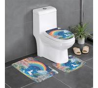 Set di 3 tappetini da bagno antiscivolo WHJSSF Pretty Unicorns, 61 x 40,6 cm, ovali e rettangolari per WC, toeletta e servizi igienici