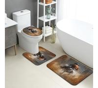 Set di 3 tappetini da bagno con cowboy, stile rustico, assorbente, antiscivolo, a forma di U, lavabili, a tema occidentale, ad asciugatura rapida, in memory foam