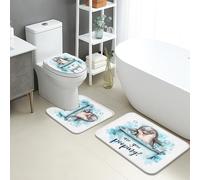 Set di 3 tappetini da bagno con delfini, fantasiosi animali dell'oceano, assorbente, antiscivolo, decorativi, divertenti per l'estate, ad asciugatura rapida, in memory foam, set di tappeti da bagno
