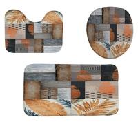 Set di 3 tappetini da bagno con stampa astratta, in memory foam, piastrelle quadrate, super morbidi, antiscivolo, lavabili in lavatrice