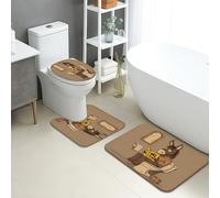 Set di 3 tappetini da bagno divertenti, con asino in stile cartone animato, a forma di U, lavabili, umoristici ad asciugatura rapida, in memory foam