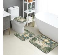 Set di 3 tappetini da bagno eleganti, motivo tigre della giungla, assorbenti e antiscivolo, a forma di U, lavabili, ispirati alla natura, in flanella ad asciugatura rapida